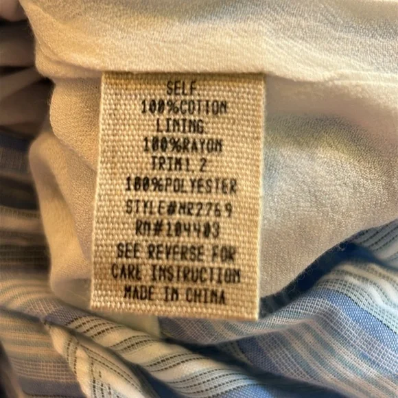 Moon River NWOT Light Blue Striped Ruffle Fringe High Low Maxi Skirt 100% cotton - Picture 9 of 12